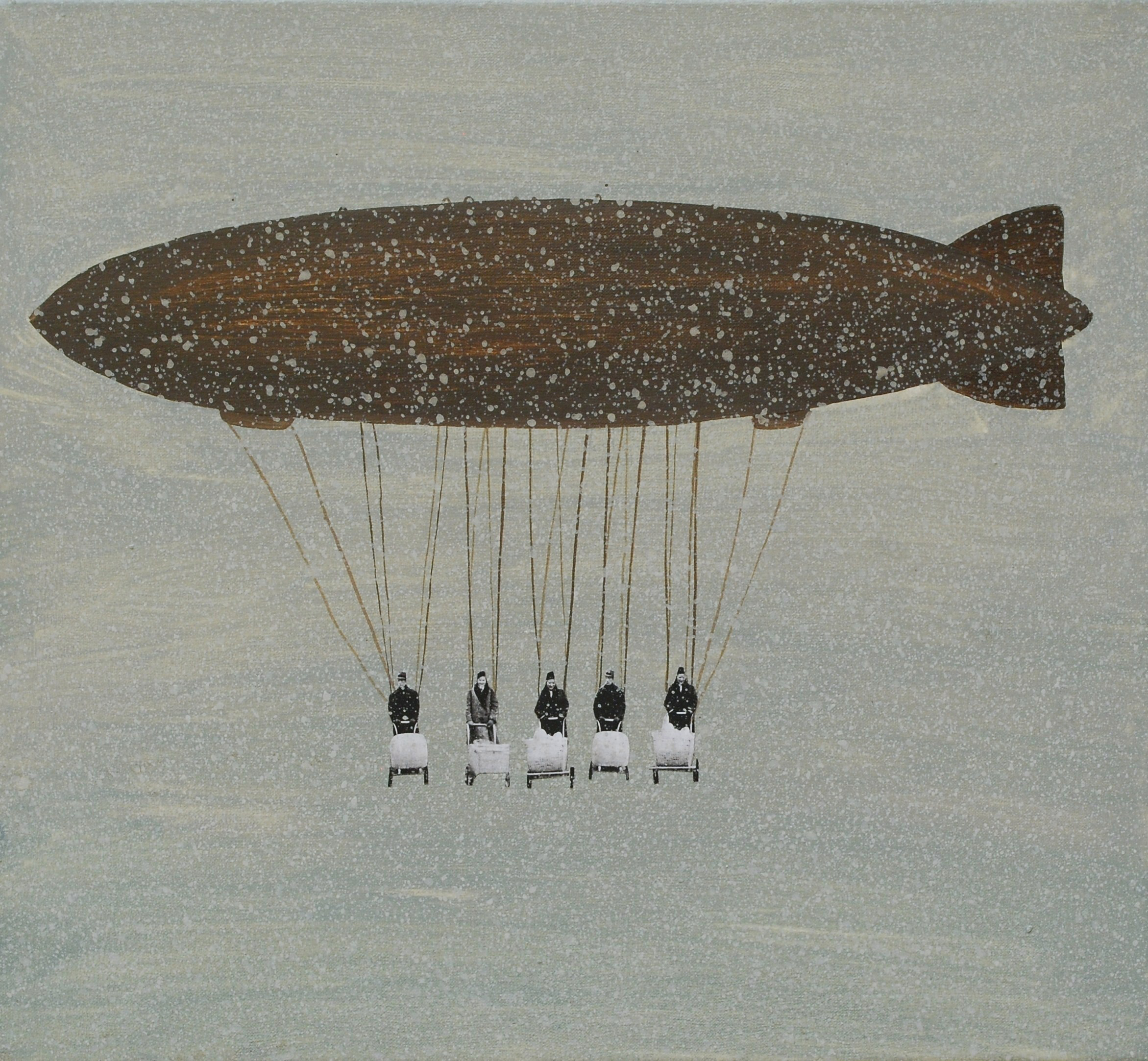 Monika Chlebek, Bez tytułu, kolaż,gwasz, płótno, 32x35, 2013, Galeria Zderzak w Krakowie